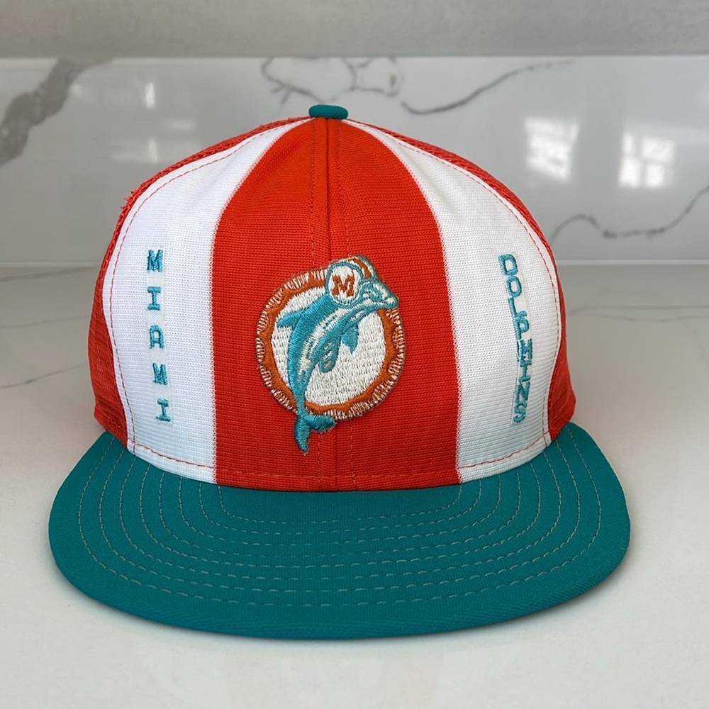Vintage 80s Miami Dolphins Snapback AJD NFL Trucker hat